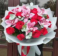 Orchids & Red Roses. 7 sizes bouquets image 0