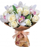 Белые розы & Белые орхидеи
