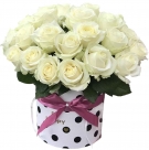 Белые розы в коробке - от 9 до 101