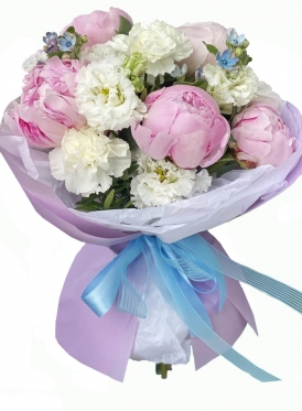 Півонії на тлі білого