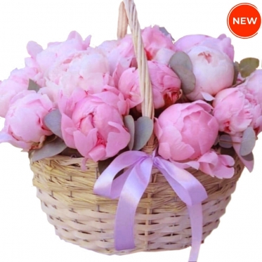Basket of Pink Peonies - 7 sizes